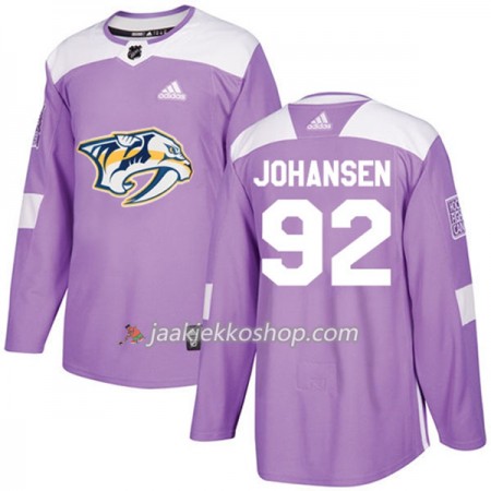 Miehille NHL Nashville Predators Pelipaita Ryan Johansen 92 Adidas 2017-2018 Violetti Fights Cancer Practice Authentic